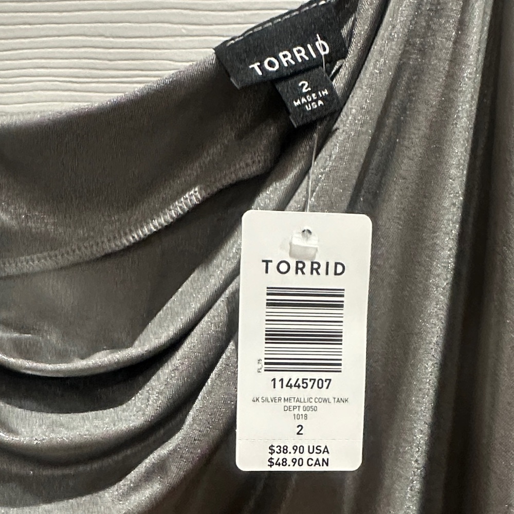 Torrid Shimmering Silver Camisole Top